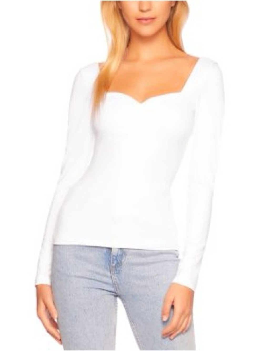 SUSANA MONACO x REVOLVE Sweetheart Blouse Sugar White Puff Sleeve S NWT